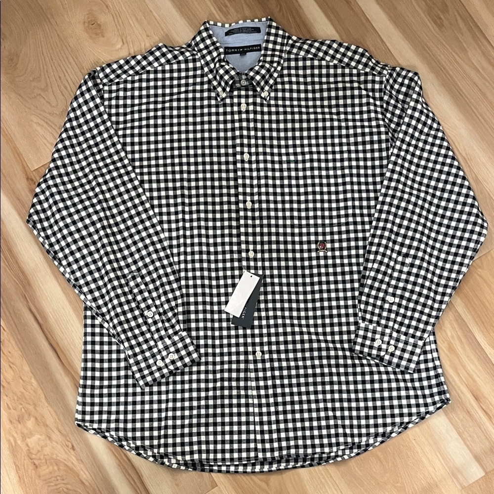 Tommy Hilfiger Blue and White Plaid Men's Shirt